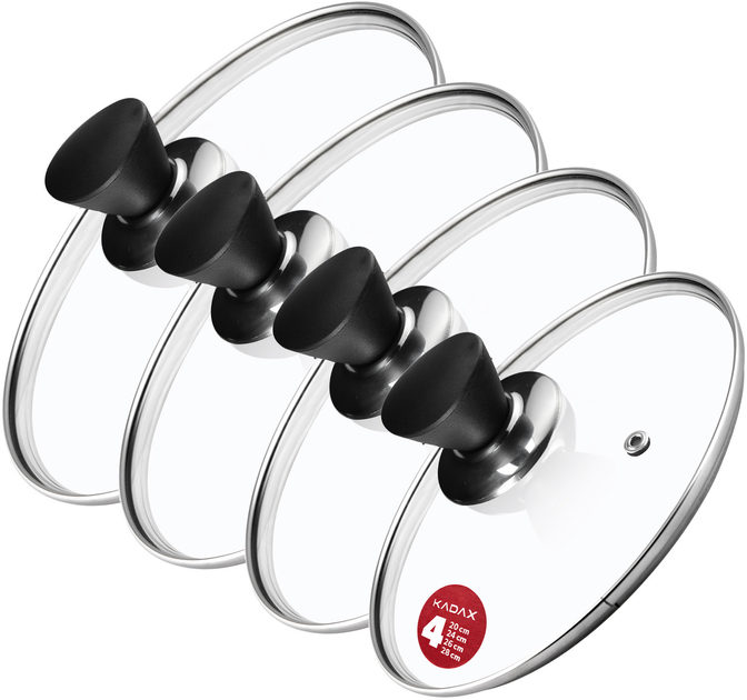 Zestaw pokrywek Kadax Taranto szklanych 20 cm + 24 cm + 26 cm + 28 cm (5903699477472) - obraz 1