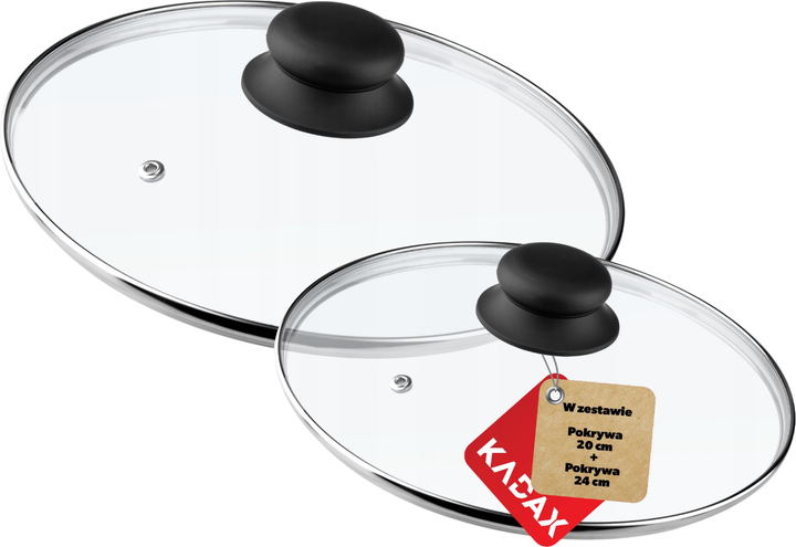 Zestaw pokrywek Kadax szklanych 20 cm + 24 cm (5903699436851) - obraz 1
