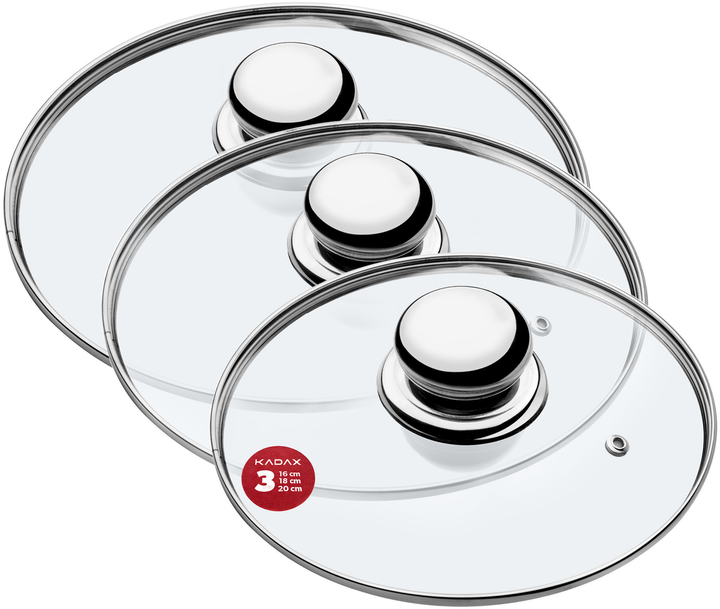 Набір кришок Kadax Vicenza скляних 16 см + 18 см + 20 см (5903699477267) - зображення 1