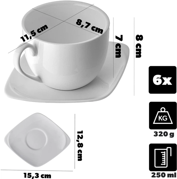Набір чашок Kadax Fraisse з блюдцями 6x250 мл (5906638301067) - зображення 2