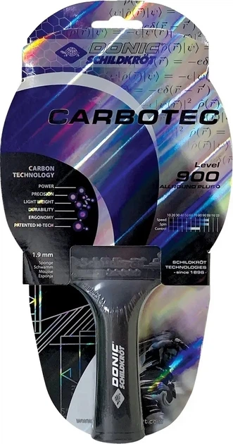 Ракетка для настольного тенниса Donic CARBOTEC 900 черная 758219 - Фото 1 Ракетка для настольного тенниса Donic CARBOTEC 900 черная 758219 - изображение 1