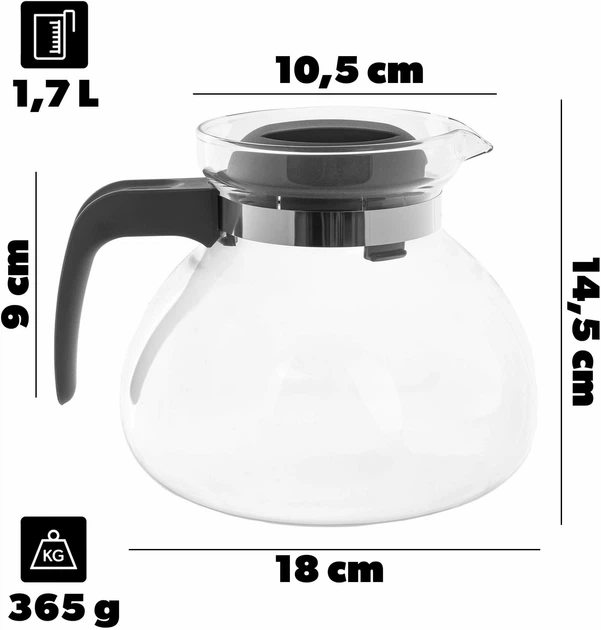 Заварювальний чайник Kadax Flond жаростійкий сірий 1.7 л (5906638308134) - зображення 2