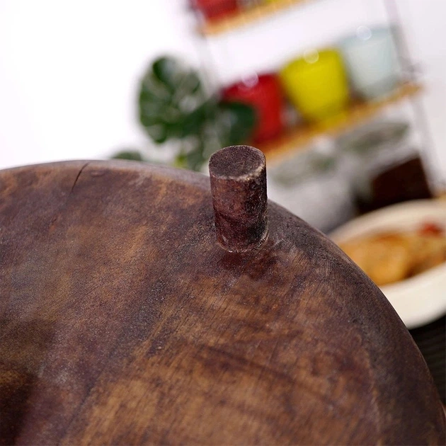 Deska do serwowania Vilde drewniana na nóżkach brązowa 30 cm (5904316446543) - obraz 4