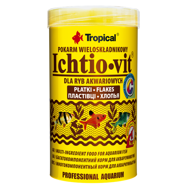 Корм Tropical Ichtio-Vit для всіх акваріумних риб пластівці 50 г/ 250 мл - Фото 1 Корм Tropical Ichtio-Vit для всіх акваріумних риб пластівці 50 г/ 250 мл - зображення 1