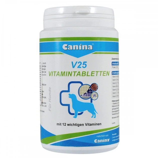 Витамины Canina V25 Vitamintabletten для собак, поливитаминный комплекс, 200 г (60 табл) - Фото 1 Витамины Canina V25 Vitamintabletten для собак, поливитаминный комплекс, 200 г (60 табл) - изображение 1