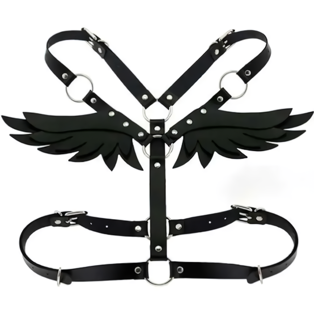 Портупея с крылышками Black Angel XS-M Черный - изображение 2