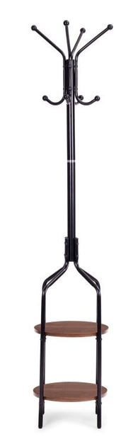 Wieszak na ubrania ModernHome by Multistore stojący z półkami 8 haczyków metal 180 cm czarny (VKY-6036) - obraz 1