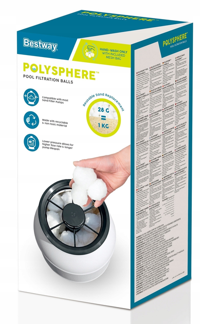 Пісочна помпа для басейнів Bestway + фільтрувальні кульки 3596 л/год 58515 (5903890631352) - зображення 2