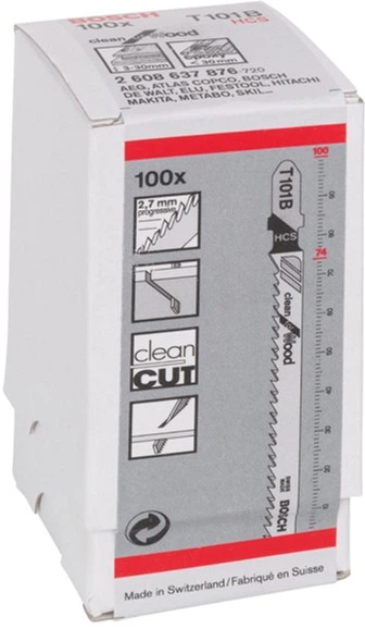 Brzeszczoty do wyrzynarki Bosch T 101 B Clean for Wood, HCS 100 szt. (2608637876) - obraz 1