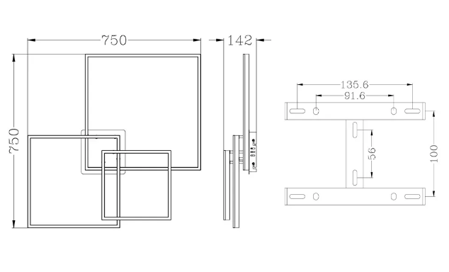 Светодиодная люстра Esllse COCO 3S 120W 750x750x142мм черная - изображение 5