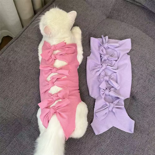 Одяг для котів після операції Holley Bow-knots Purple L - Фото 6 Одяг для котів після операції Holley Bow-knots Purple L - изображение 6
