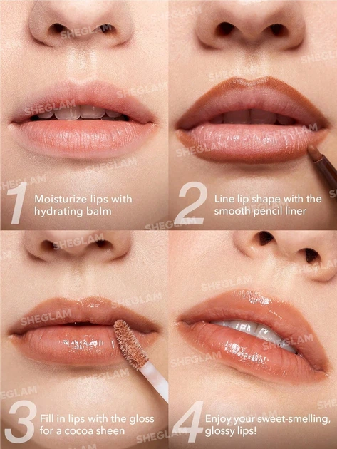Комбо для губ (блеск+лайнер) SHEGLAM x Wonka Cocoa Kiss Lip Duo - Brownie Bite - изображение 4