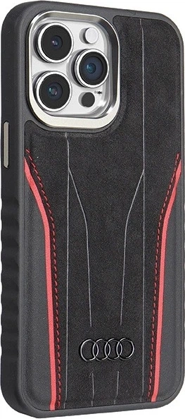 Панель Audi Genuine Leather MagSafe для Apple iPhone 14 Pro Max Black-Red (AU-TPUPCMIP14PM-R8/D3-RD) - зображення 3