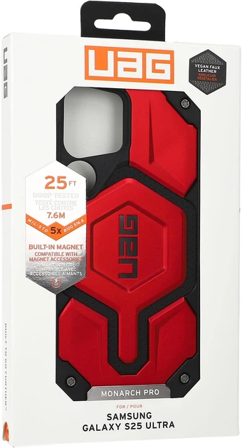 Панель UAG Monarch Pro Magsafe для Samsung Galaxy S25 Ultra 5G Black/Red (AW82-0E3) - зображення 4