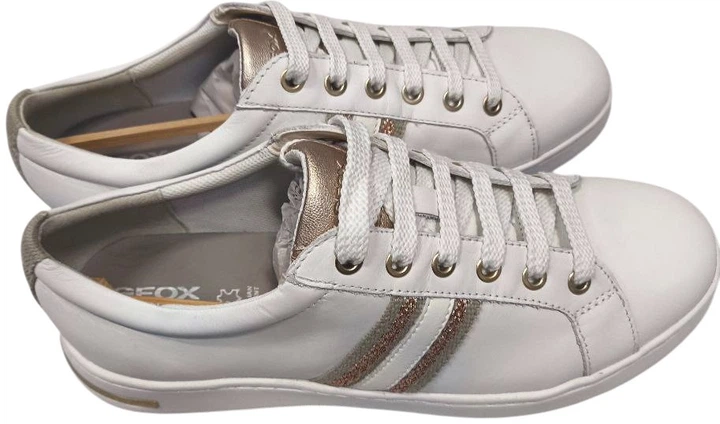 Sneakersy damskie do kostki Geox D921BA085NF-C1ZH8 38 24.7 cm Biały/Złoty (8054730442021) (955555909473850) - Outlet - obraz 3