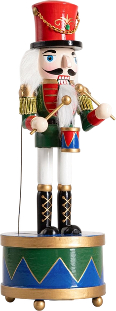 Фігурка Homla лускунчик дерев’яна на барабані з музичною шкатулкою 30 см (5904183867793) - зображення 2