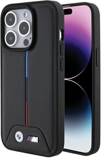 Панель BMW Quilted Tricolor для Apple iPhone 15 Pro Black (BMHCP15L22PVTK) - зображення 1