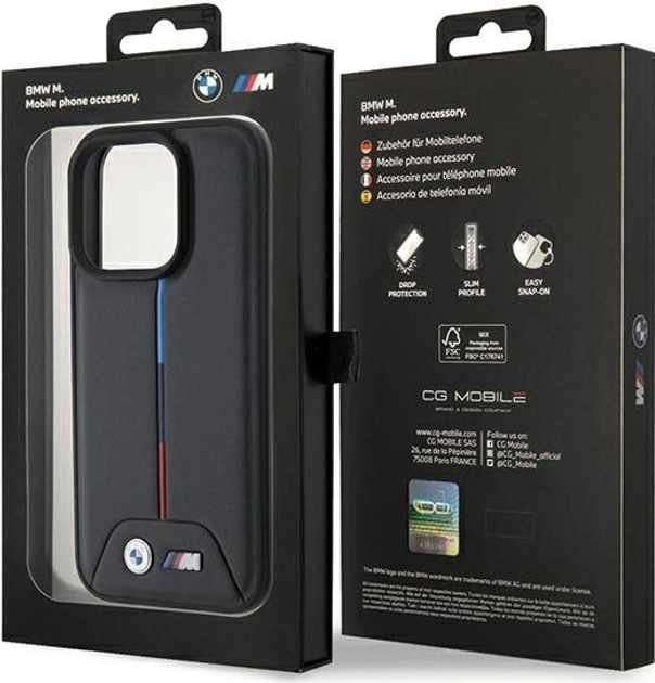 Панель BMW Quilted Tricolor для Apple iPhone 15 Pro Black (BMHCP15L22PVTK) - зображення 8