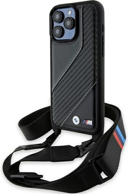 Панель BMW M Edition Carbon Stripe & Strap для Apple iPhone 15 Pro Black (BMHCP15L23PSCCK) - зображення 1