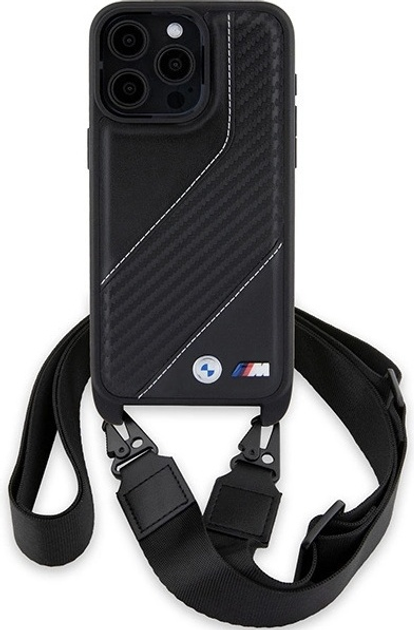 Панель BMW M Edition Carbon Stripe & Strap для Apple iPhone 15 Pro Black (BMHCP15L23PSCCK) - зображення 2