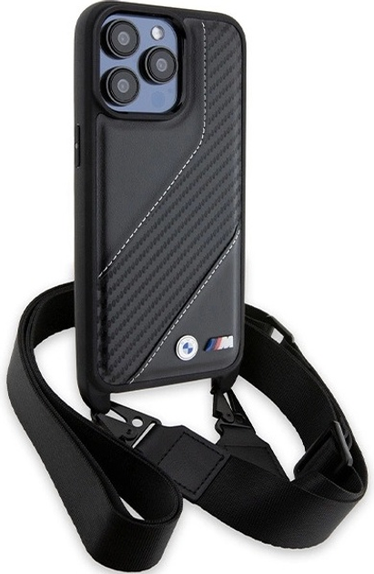 Панель BMW M Edition Carbon Stripe & Strap для Apple iPhone 15 Pro Black (BMHCP15L23PSCCK) - зображення 3