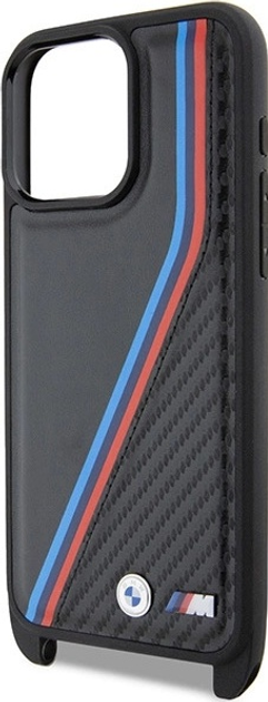 Панель BMW M Edition Carbon Tricolor Lines & Strap для Apple iPhone 15 Pro Black (BMHCP15L23PSVTK) - зображення 5
