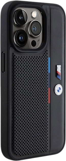Панель BMW Perforated Tricolor Line для Apple iPhone 15 Pro Black (BMHCP15L23PUPVK) - зображення 4