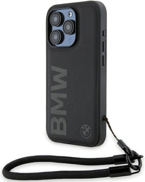 Панель BMW Signature Leather Wordmark Cord для Apple iPhone 15 Pro Black (BMHCP15L23RMRLK) - зображення 1