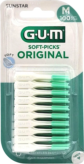 GUM Soft-Picks Original size M, 100 шт. м’які міжзубні щітки для дбайливого чищення проміжків між зубами - Фото 1 GUM Soft-Picks Original size M, 100 шт. м’які міжзубні щітки для дбайливого чищення проміжків між зубами - зображення 1