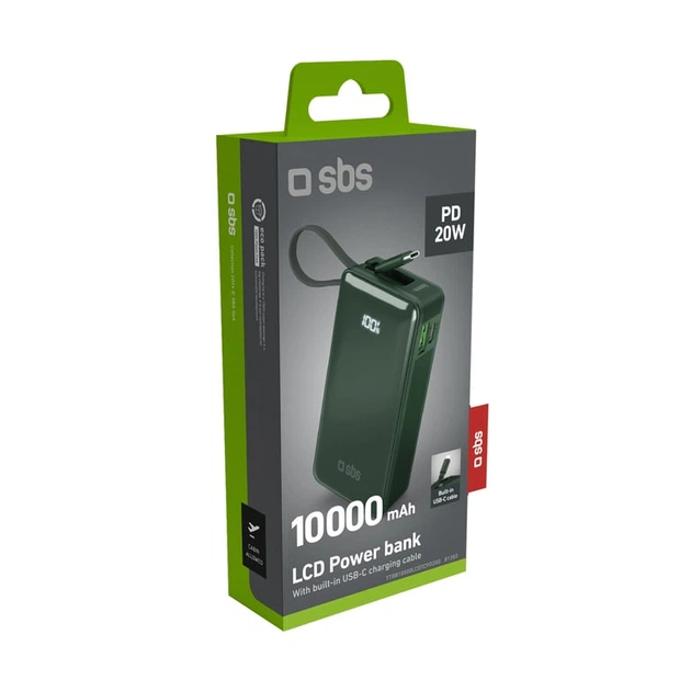 Зовнішній акумулятор (павербанк) SBS LCD Power Bank 22.5W 10000 mAh Green (TTBB10000LCDTCPD20G) - зображення 4