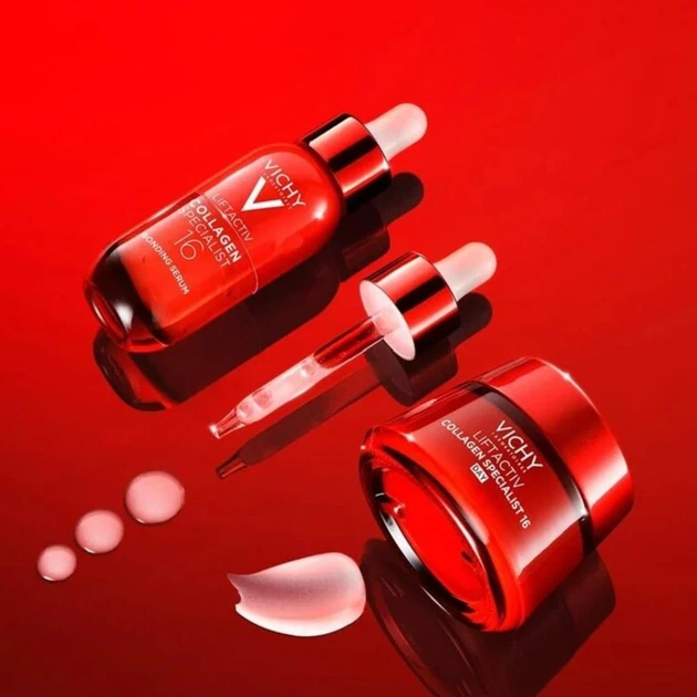 Набір для догляду за обличчям Vichy Liftactiv Collagen Specialist 16 Сироватка 30 мл + Крем для обличчя 50 мл (8431567701864) - зображення 4
