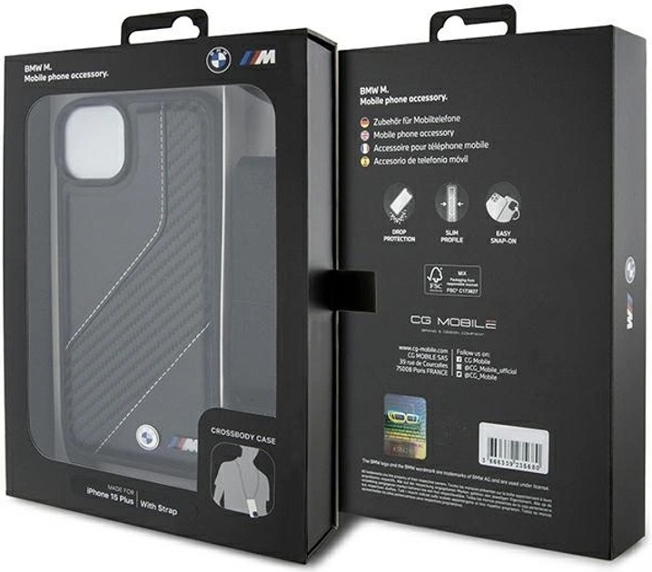 Панель BMW M Edition Carbon Stripe & Strap для Apple iPhone 15 Plus/14 Plus Black (BMHCP15M23PSCCK) - зображення 7