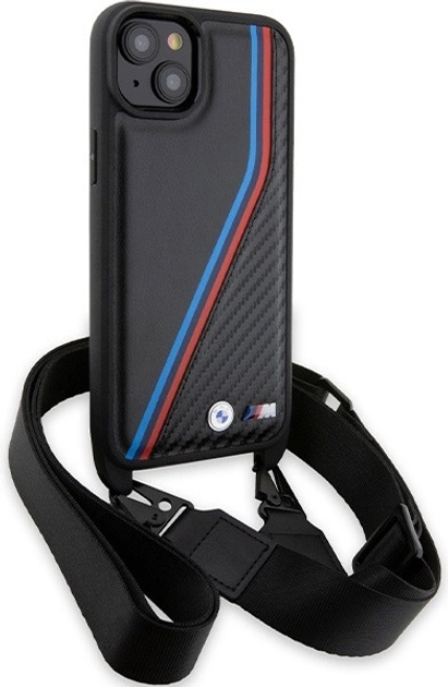 Панель BMW M Edition Carbon Tricolor Lines & Strap для Apple iPhone 15 Plus/14 Plus Black (BMHCP15M23PSVTK) - зображення 3