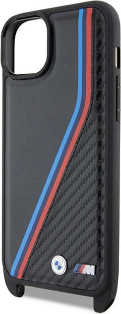 Панель BMW M Edition Carbon Tricolor Lines & Strap для Apple iPhone 15 Plus/14 Plus Black (BMHCP15M23PSVTK) - зображення 5