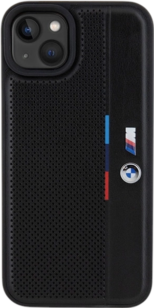 Панель BMW Perforated Tricolor Line для Apple iPhone 15 Plus/14 Plus Black (BMHCP15M23PUPVK) - зображення 3