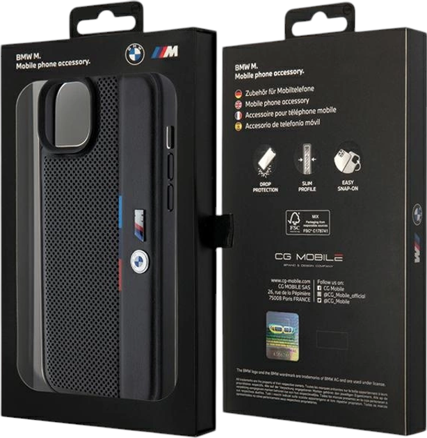 Панель BMW Perforated Tricolor Line для Apple iPhone 15 Plus/14 Plus Black (BMHCP15M23PUPVK) - зображення 8
