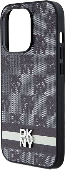Панель DKNY Leather Checkered Mono Pattern & Printed Stripes для Apple iPhone 14 Pro Black (3666339263171) - зображення 5
