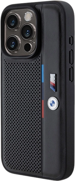 Панель BMW Perforated Tricolor Line для Apple iPhone 15 Pro Max Black (BMHCP15X23PUPVK) - зображення 2