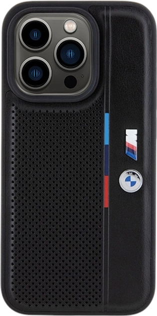 Панель BMW Perforated Tricolor Line для Apple iPhone 15 Pro Max Black (BMHCP15X23PUPVK) - зображення 3
