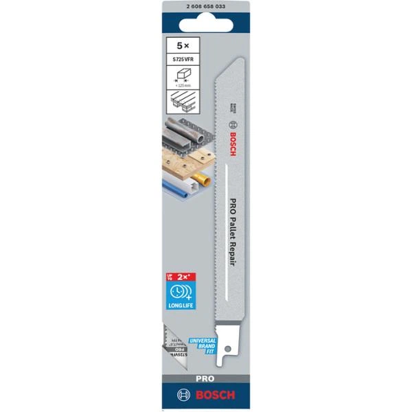 Полотно пиляльне Bosch PRO Pallet Repair S725VFR 190х19х0.9 мм, 5 шт (2608658033) - Фото 2 Полотно пиляльне Bosch PRO Pallet Repair S725VFR 190х19х0.9 мм, 5 шт (2608658033) - зображення 2