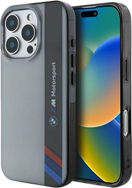 Панель BMW Motosport IML Vertical Stripe для Apple iPhone 16 Pro Gray (BMHCP16L23HTFEG) - зображення 1