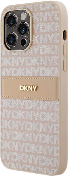 Etui DKNY Leather Mono Stripe & Metal Logo do Apple iPhone 14 Pro Pink (3666339260651) - obraz 2