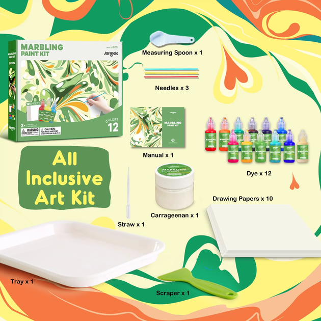 Набір для малювання на воді Jar Melo 12 кольорів Marbling Kit. Набір для марморування , ЕБРУ ( JA92606 ) - зображення 2