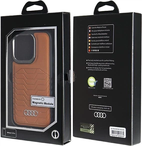 Etui Audi Synthetic Leather MagSafe do Apple iPhone 14 Pro Brown (AU-TPUPCMIP14P-GT/D3-BN) - obraz 7