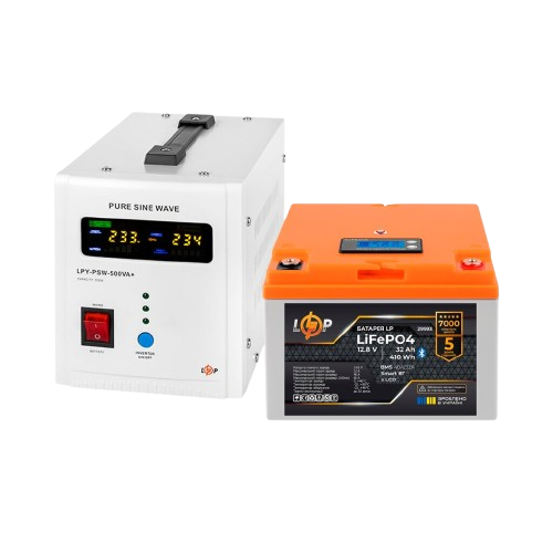 Комплект резервного живлення LogicPower UPS B500 + LiFePO4 410Wh 32Ah синусоїдальний з BMS та підігрівом для котлів - Фото 1 Комплект резервного живлення LogicPower UPS B500 + LiFePO4 410Wh 32Ah синусоїдальний з BMS та підігрівом для котлів - изображение 1