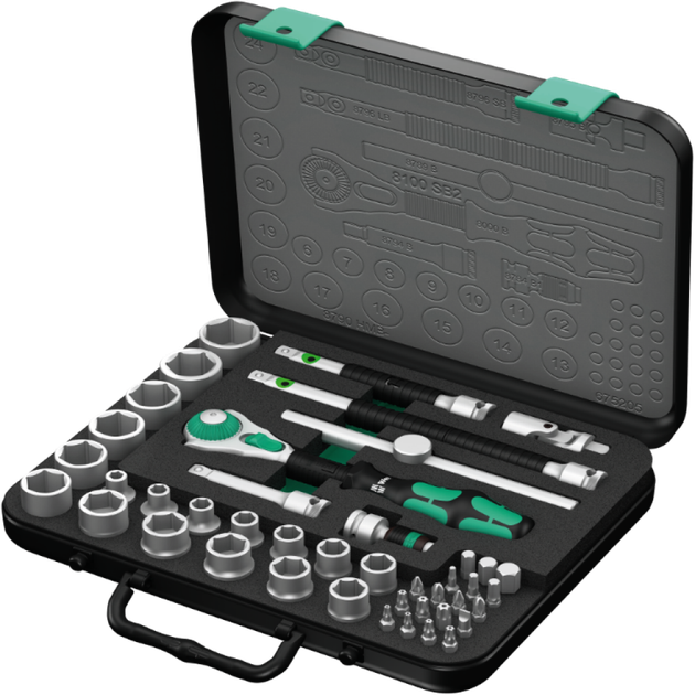 Набор инструментов Wera 8100 SB 2 Zyklop Speed 3/8" 43 предмета (05003594001) - Фото 1 Набор инструментов Wera 8100 SB 2 Zyklop Speed 3/8" 43 предмета (05003594001) - изображение 1