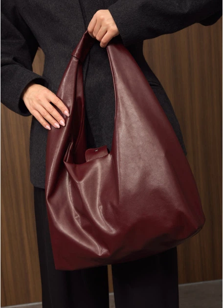 Женская сумка Хобо со съемным кошельком из экокожи SAMBAG Бордовая (38970371634) - изображение 4