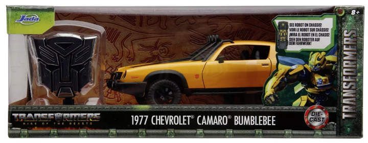 Metalowy samochód Jada Transformers Bumblebee Chevrolet Camaro (1977) z figurką logo 1:24 (4006333084430) - obraz 1