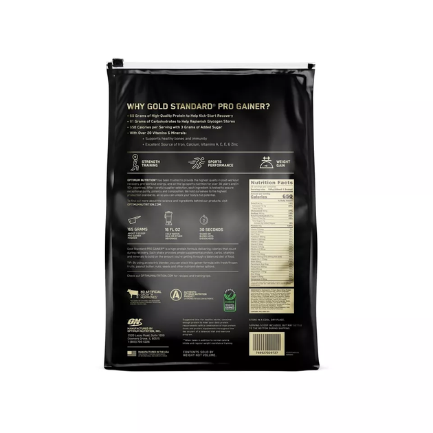 Протеїнова суміш з вітамінами та мінералами гейнер Optimum Nutrition Gold Standard Pro Gainer (4.6 кг) - зображення 6