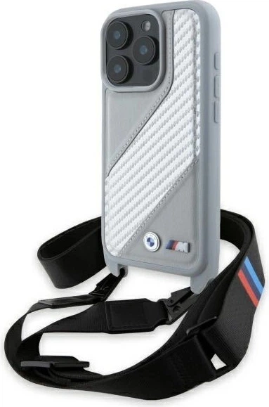 Etui plecki BMW M Edition Carbon Stripe & Strap do Apple iPhone 16 Pro Gray (BMHCP16L23PSCCG) - obraz 1